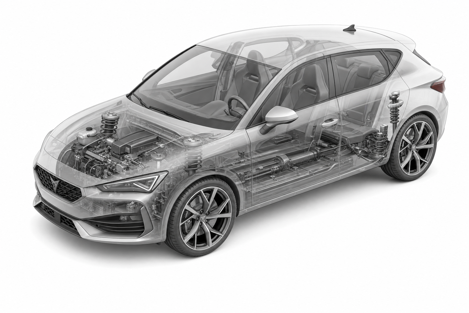 Przekrój modelu Cupra Leon.