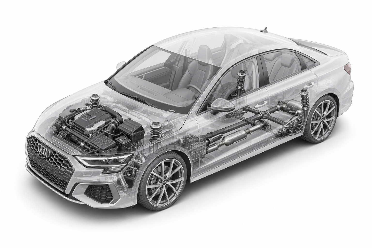 Przekrój modelu Audi S3.