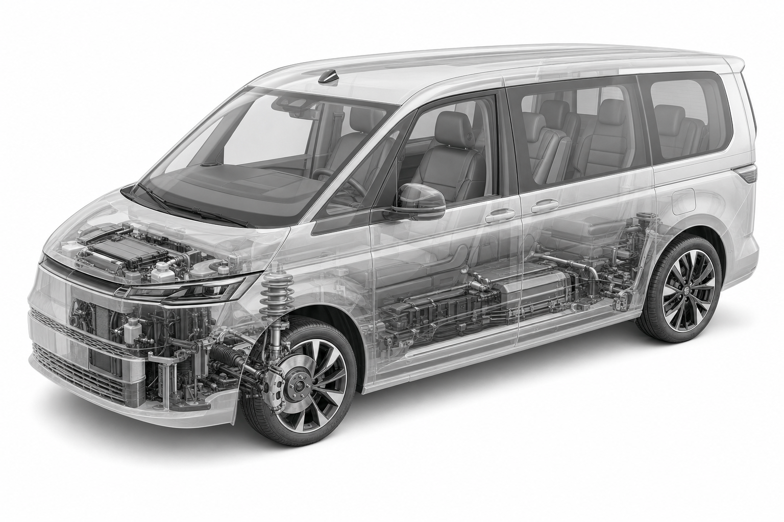 Przekrój modelu Volkswagen Multivan.