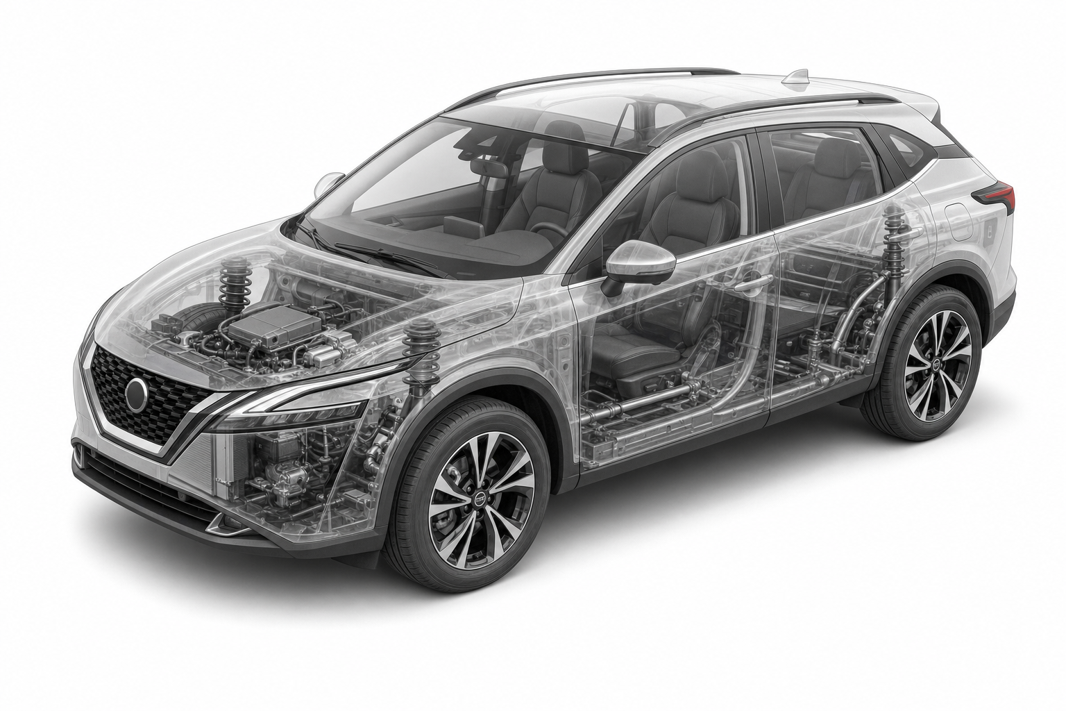 Przekrój modelu Nissan Qashqai.