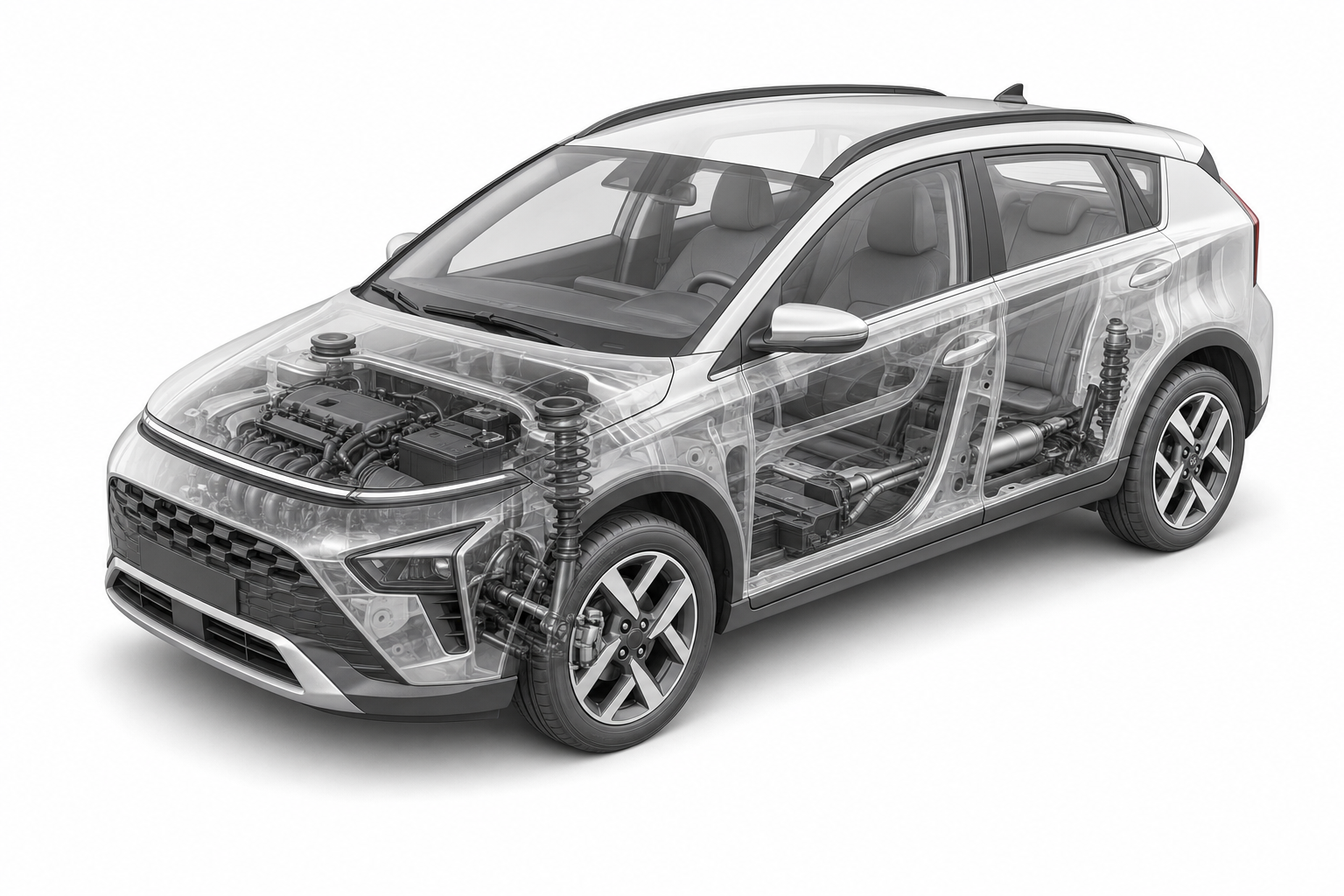 Przekrój modelu Hyundai Bayon.
