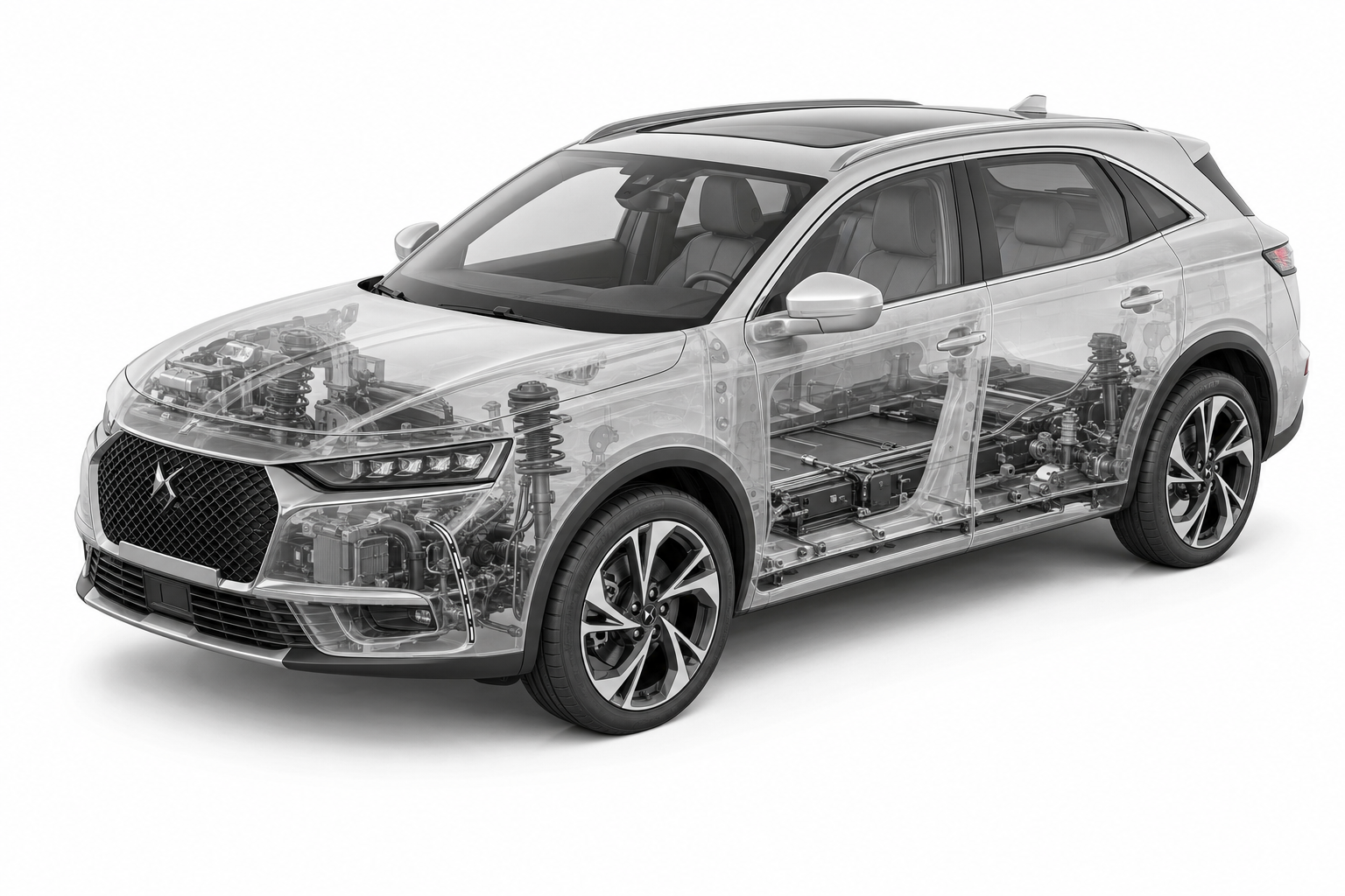 Przekrój modelu DS Automobiles DS 7 Crossback.