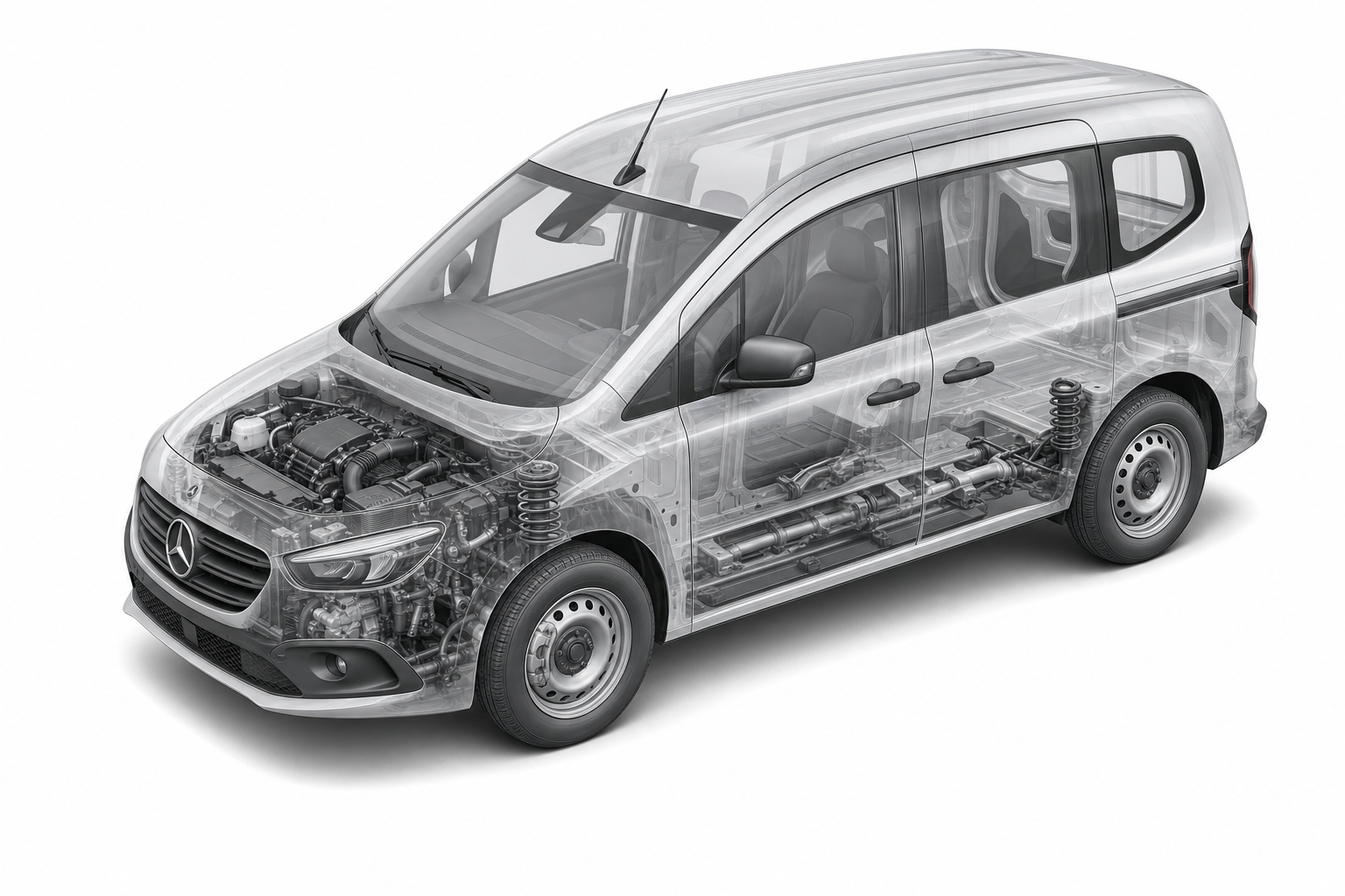 Przekrój modelu Mercedes-Benz Citan.