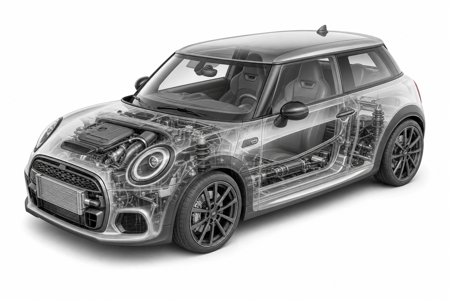 Przekrój modelu MINI John Cooper Works.