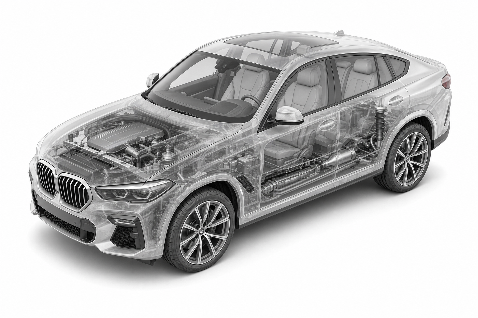 Przekrój modelu BMW X6.