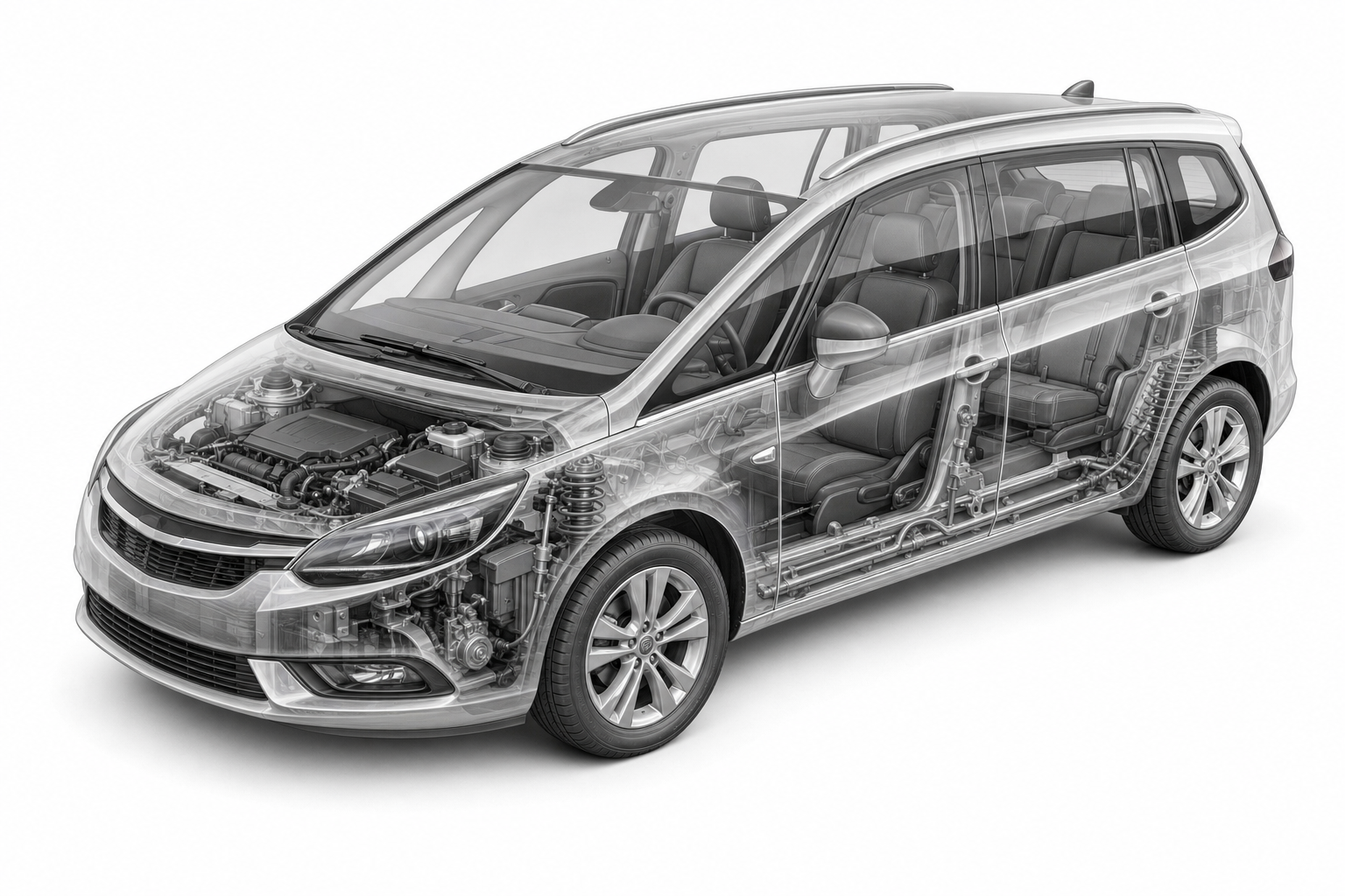 Przekrój modelu Opel Zafira.
