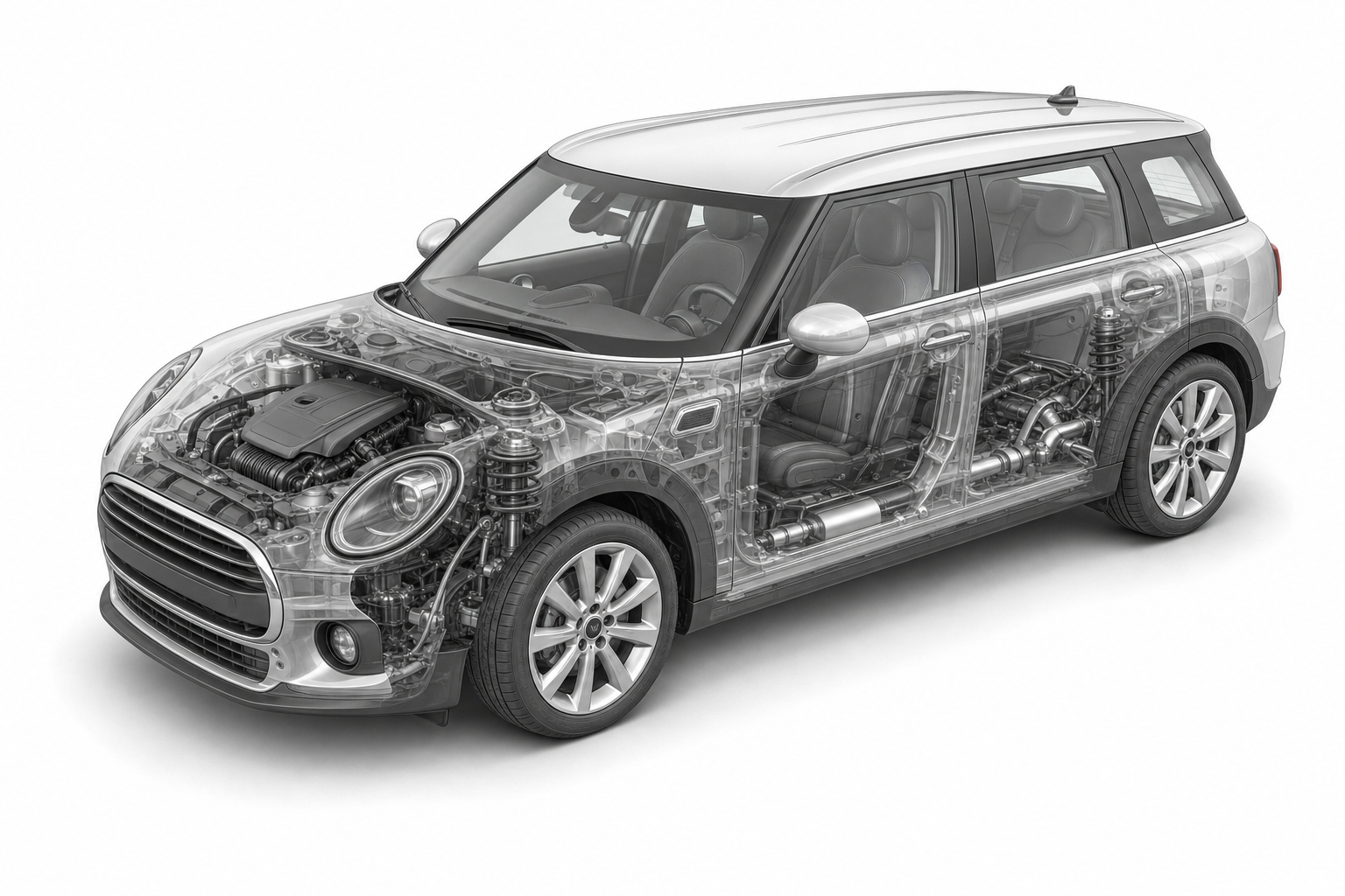 Przekrój modelu MINI Clubman.