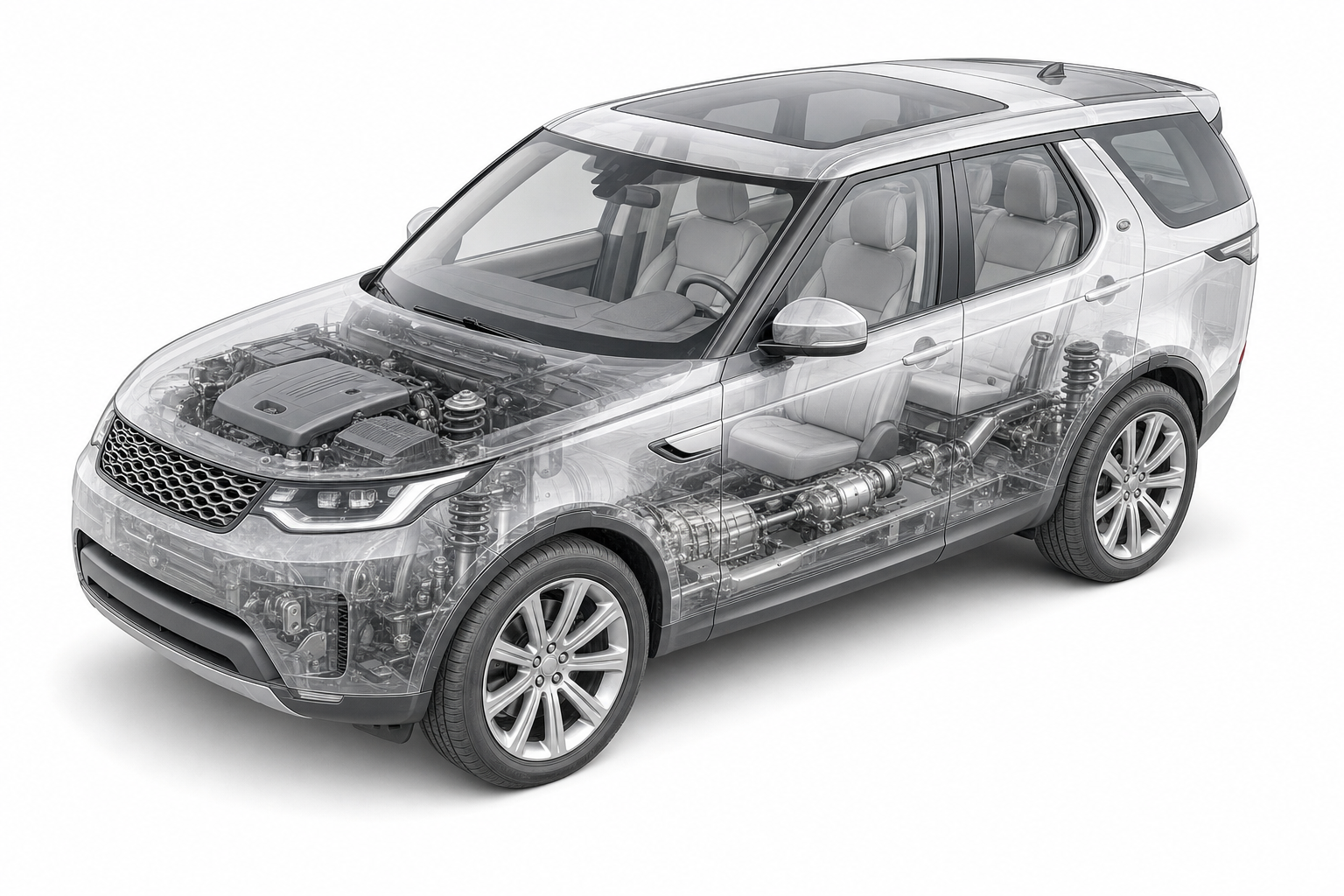 Przekrój modelu Land Rover Discovery.
