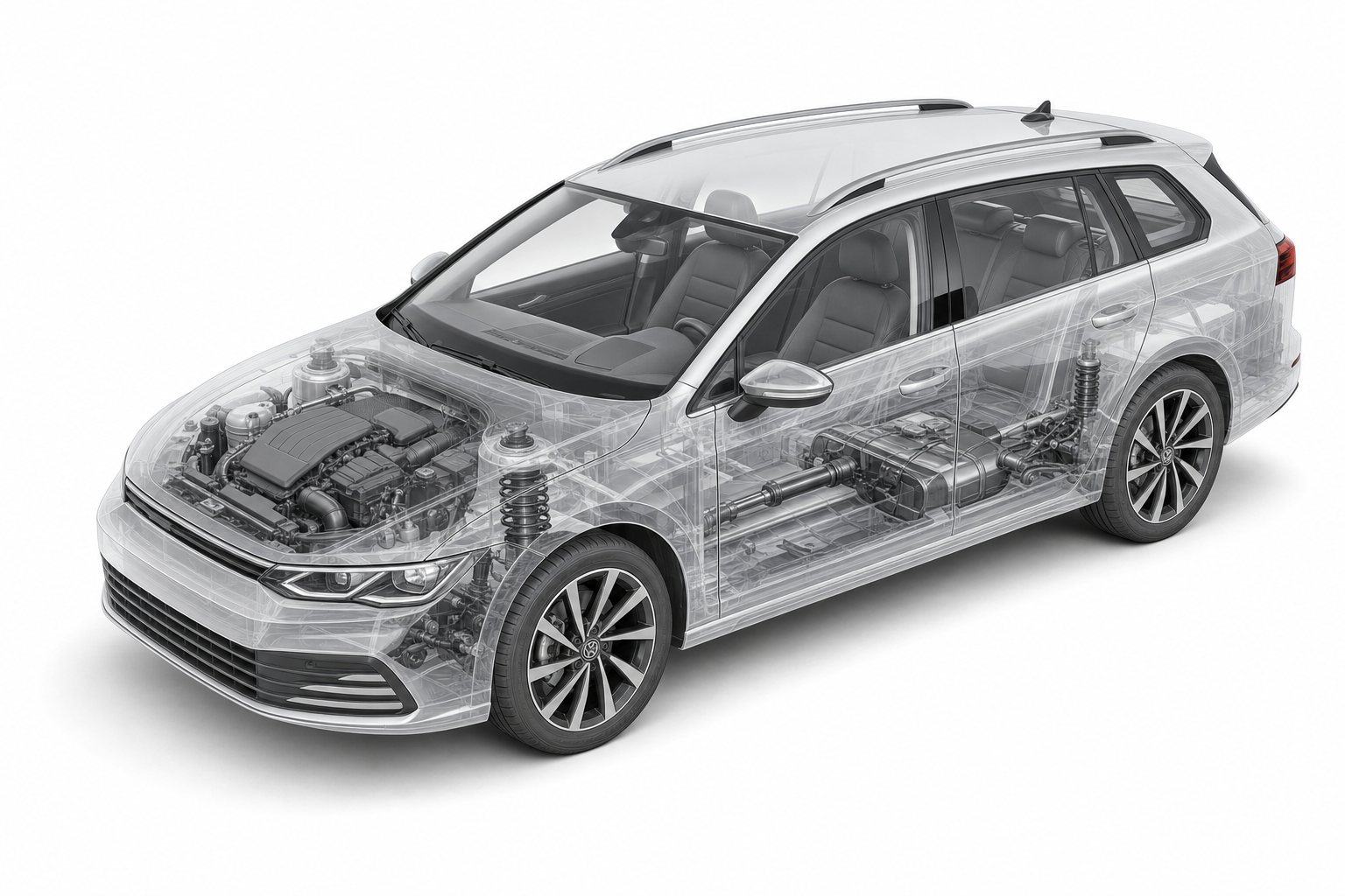 Przekrój modelu Volkswagen Golf Variant.
