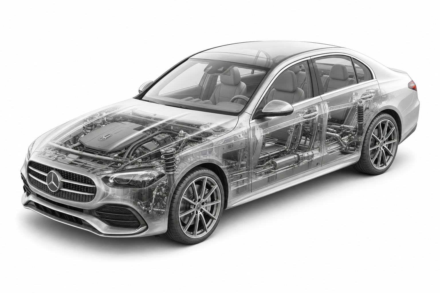 Przekrój modelu Mercedes-Benz Klasa C.