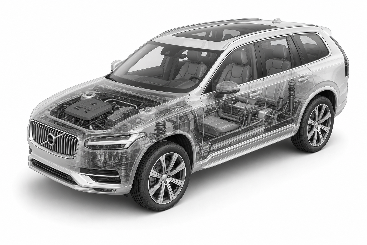 Przekrój modelu Volvo XC 90.