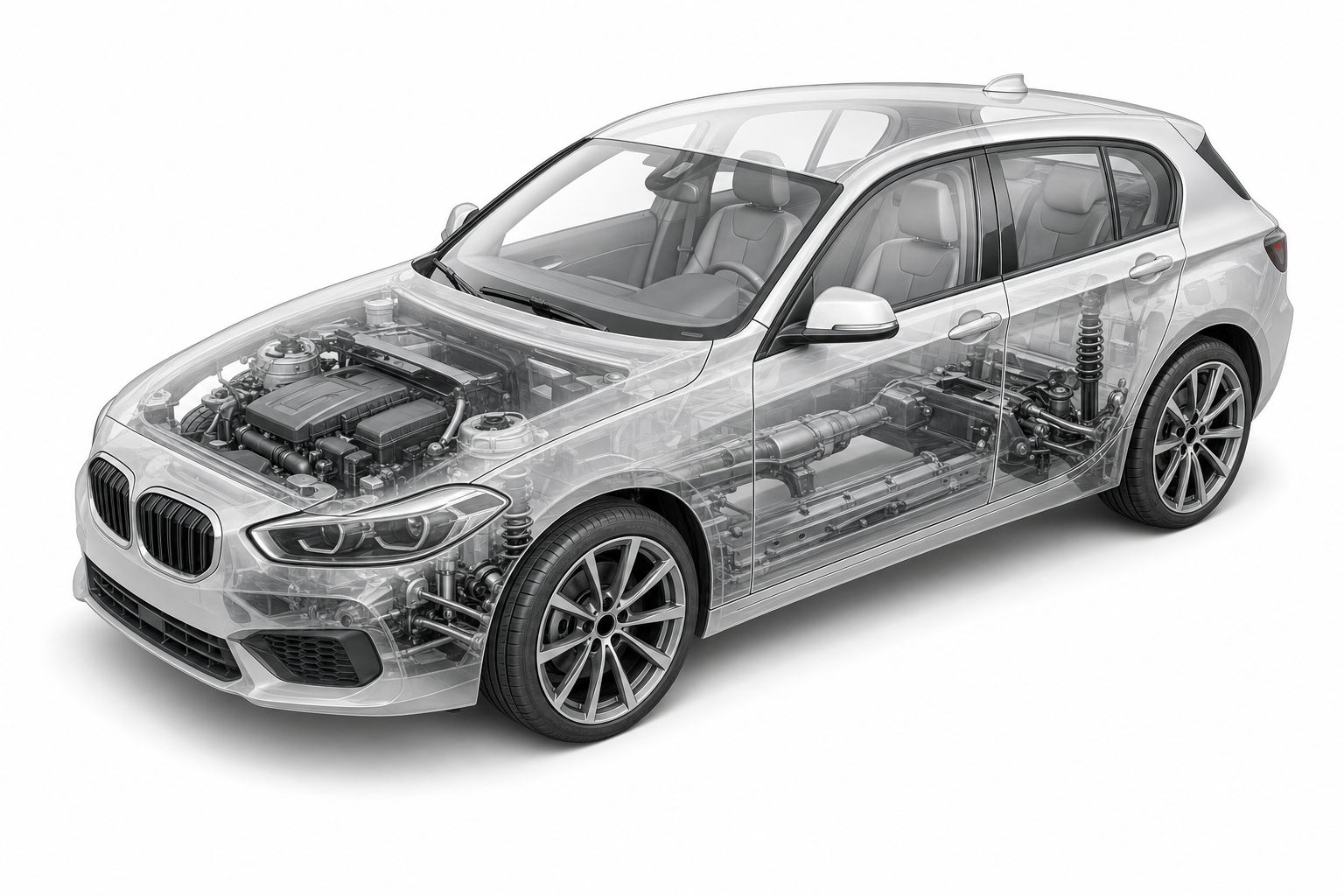 Przekrój modelu BMW Seria 1.